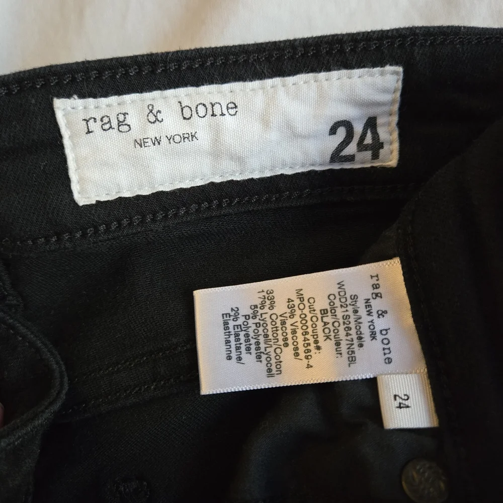 Rag & Bone sz 24 Nina High Rise Ankle Cigarette black jeans with frayed hem - Picture 4 of 13